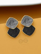 A Classy delight - Statement Enamelled Earrings ( grey -black)