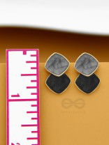 A Classy delight - Statement Enamelled Earrings ( grey -black)