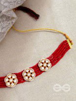 The Classy Elegance - Set of Statement Choker and Studs (Rose red)