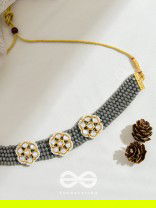 The Classy Elegance - Set of Statement Choker and Studs (Gray)