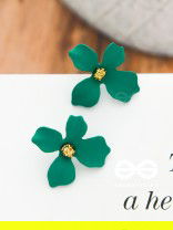 THE FLORAL FINESSE - GORGEOUS STATEMENT STUDS (Deep green)