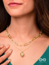 Lock Me In Your Heart - Golden Layered Statement Neckpiece With Anti-Tarnish Coating 