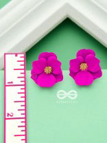 THE POISED PERIWINKLES - Statement Floral Studs (Fushcia)