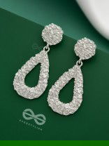 The Shimmery Tear Drops - Silver Statement Earrings
