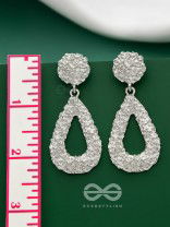 The Shimmery Tear Drops - Silver Statement Earrings