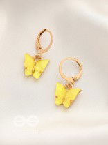 Take the Sky Like a Butterfly - Cute Golden Dangler Earrings (Light Yellow)