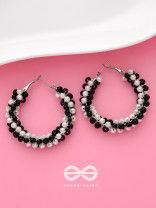 The Beaded Twists - Statement Hoops (Black-White)
