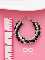 The Beaded Twists - Statement Hoops (Black-White)
