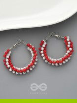 The Beaded Twists - Statement Hoops (Coral - Rose)