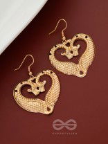 The Intricate Peacock Artwork - Golden Casual Earrings