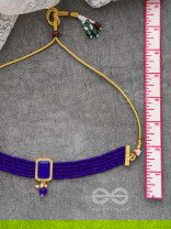 THE MYSTICAL MAGNIFICENCE - SET OF STATEMENT CHOKER AND EARRINGS (ROYAL BLUE)