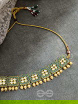 The Windows of Opulence - Set of Statement Choker and Earrings( PINE)