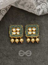 The Windows of Opulence - Set of Statement Choker and Earrings( PINE)