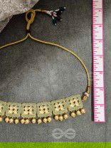 THE WINDOWS OF OPULENCE - SET OF STATEMENT CHOKER AND EARRINGS(Artichoke green)