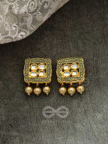 THE WINDOWS OF OPULENCE - SET OF STATEMENT CHOKER AND EARRINGS(Artichoke green)
