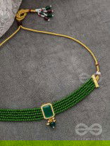 The Mystical Magnificence - Set of Statement Choker And Earrings (Forest Green)