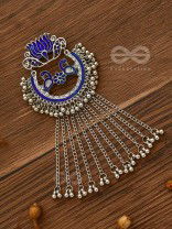 The Dangling Blooming Lotus - Statement Meenakari Earrings (Royal Blue)