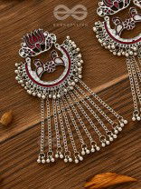 The Dangling Blooming Lotus - Statement Meenakari Earrings (Maroon)