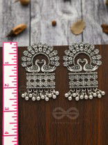 A Peacock's Stolen Kiss- Oxidised Boho Earrings