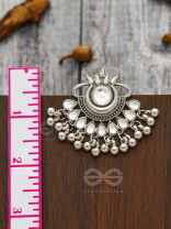 A Bohemian Tale - Embellished Oxidised Earrings (White)