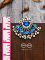 A Bohemian Tale - Embellished Oxidised Earrings (Teal Blue)