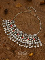 The Boho Barrage - Statement Set of Enamelled Earrings and Neckpiece