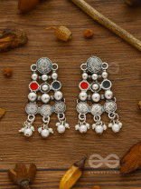 The Boho Barrage - Statement Set of Enamelled Earrings and Neckpiece