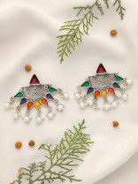 The Splashy Sun- Oxidised Enamelled Earrings