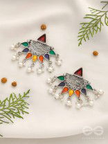 The Splashy Sun- Oxidised Enamelled Earrings