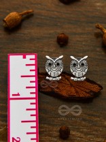 Quirky little owl on a branch - Tiny Trinket Earrings