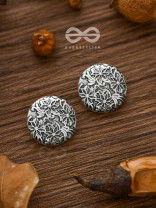Little Carved Motif Buttons - Tiny Trinket Earrings
