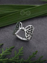 Butterfly Wings Fly Away - Oxidised Adjustable Ring