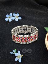 The Elegant Symmetry - Adjustable Enamelled Bracelet (Orange-Pink)
