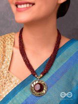 The Timeless Elegance- Beautiful Beaded Neckpiece (Mulberry)