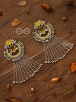 The Dangling Blooming Lotus - Statement Meenakari Earrings (Yellow)