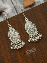 The Intricate Motif Teardrops - Oxidised Boho Earrings