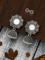 Mirage of Petals Oxidised Jhumkas