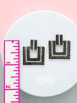 Geometric Grace - Rhinestone Encrusted Silver Earrings