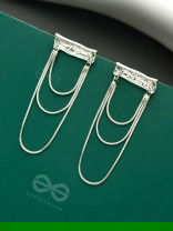 Shimmering Waterfall- Layered Chain Silver Dangler Earrings