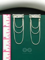 Shimmering Waterfall- Layered Chain Silver Dangler Earrings