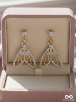 Sea Saga- Gem Stone and Rhinestones Studded Golden Earrings