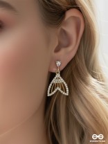 Sea Saga- Gem Stone and Rhinestones Studded Golden Earrings