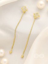 Drops of Gold- Rhinestones Encrusted Golden Dangler Earrings