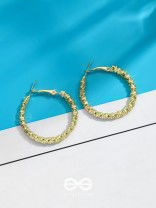 Intertwined Rims- Textured Golden Hoops