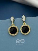 Black Holes- Gem Stone and Rhinestones Studded Black and Golden Earrings
