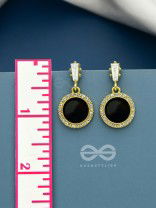 Black Holes- Gem Stone and Rhinestones Studded Black and Golden Earrings
