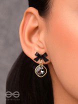 Black Magic Bows- Black and Golden Crystal Earrings