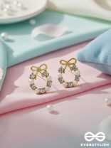 Pearl-fect Bows - Pearl and CZ Stone Studded Golden Earrings