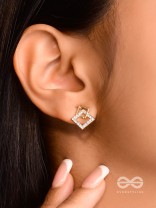 Snarled Squares- CZ Stones Studded Golden Earrings