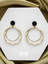 Full Circles- Black and Golden Earrings